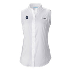 White Detroit Tigers Columbia Women's Tamiami Sleeveless Shirt