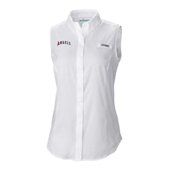 White Los Angeles Angels Columbia Women's Tamiami Sleeveless Shirt