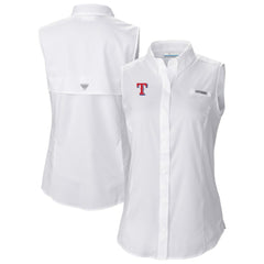 White Texas Rangers Columbia Women's Tamiami Sleeveless Shirt