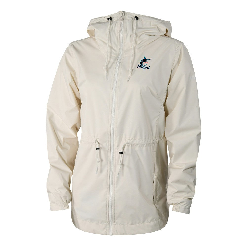 Cream Miami Marlins Columbia Women's Lily Park Full-Zip Rain Jacket