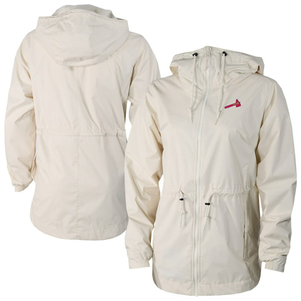 Cream Atlanta Braves Columbia Women's Lily Park Full-Zip Rain Jacket