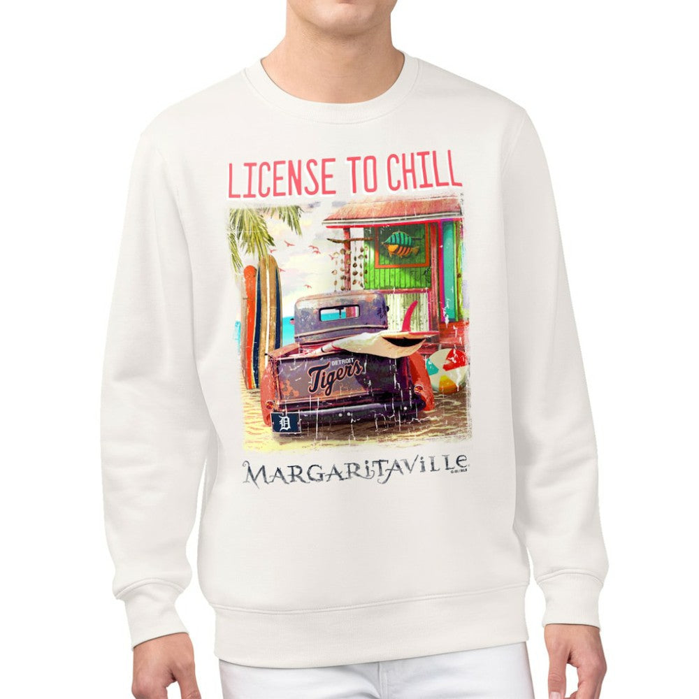 Cream Detroit Tigers Margaritaville License to Chill Fleece Sweatshirt