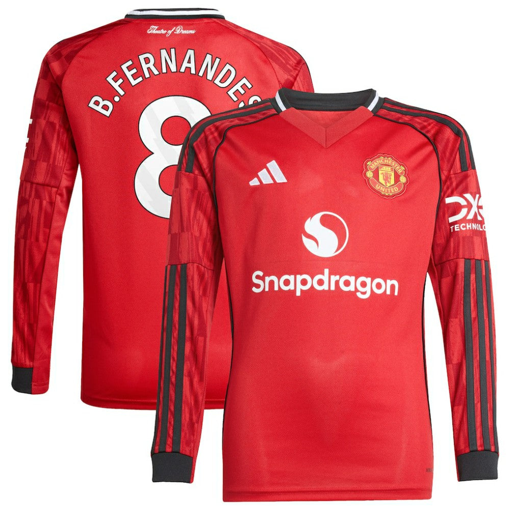 Bruno Fernandes Manchester United Youth Home 2025/26 Replica Player Long Sleeve Jersey