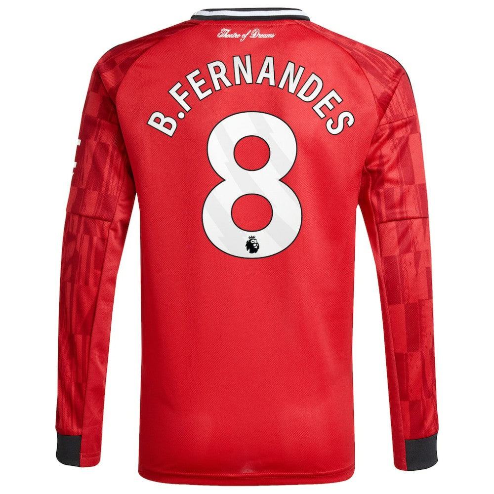 Bruno Fernandes Manchester United Youth Home 2025/26 Replica Player Long Sleeve Jersey