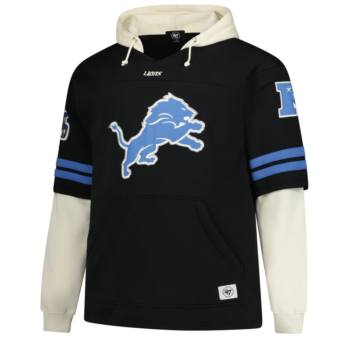 '47 Big & Tall Split Zone Cornerback V-Neck Hoodie - Detroit Lions Hoodies