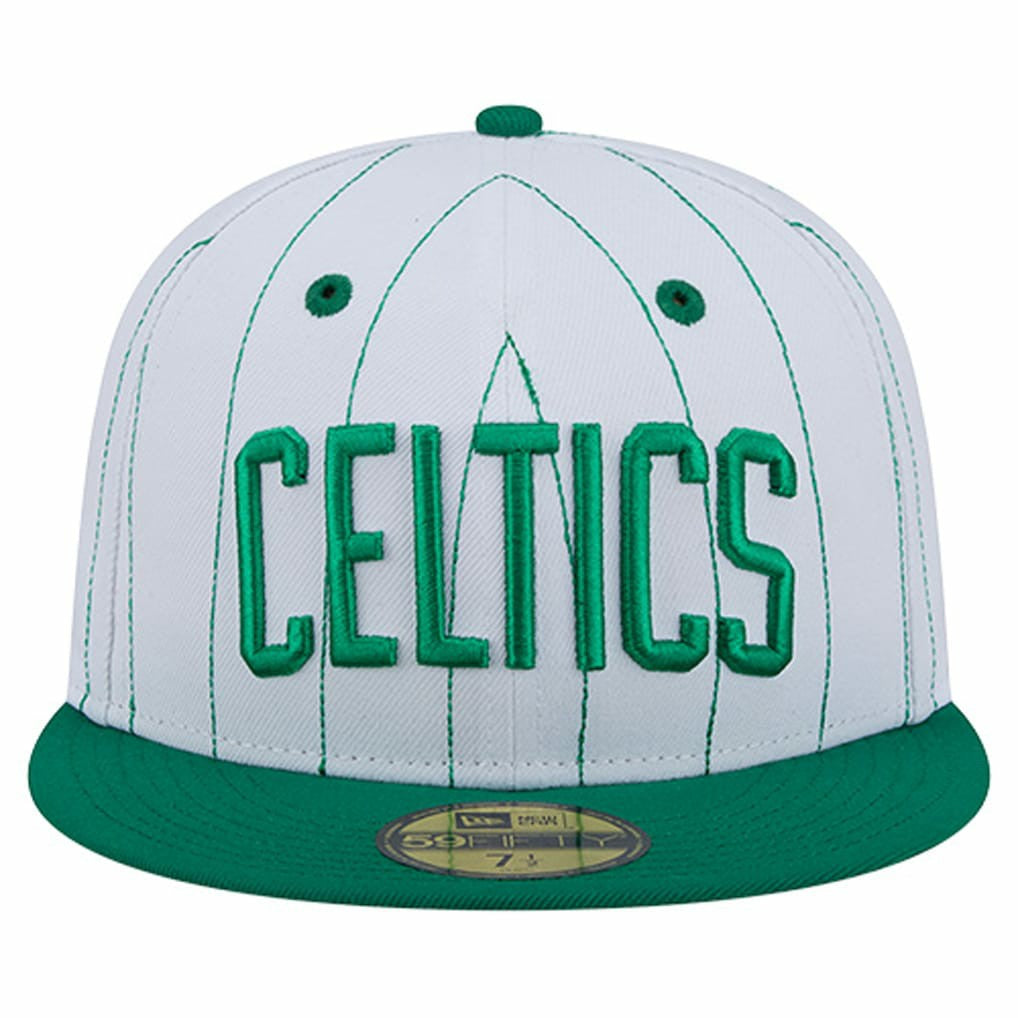 New Era Boston Celtics Wordmark Pinstripe 59FIFTY Fitted Hat
