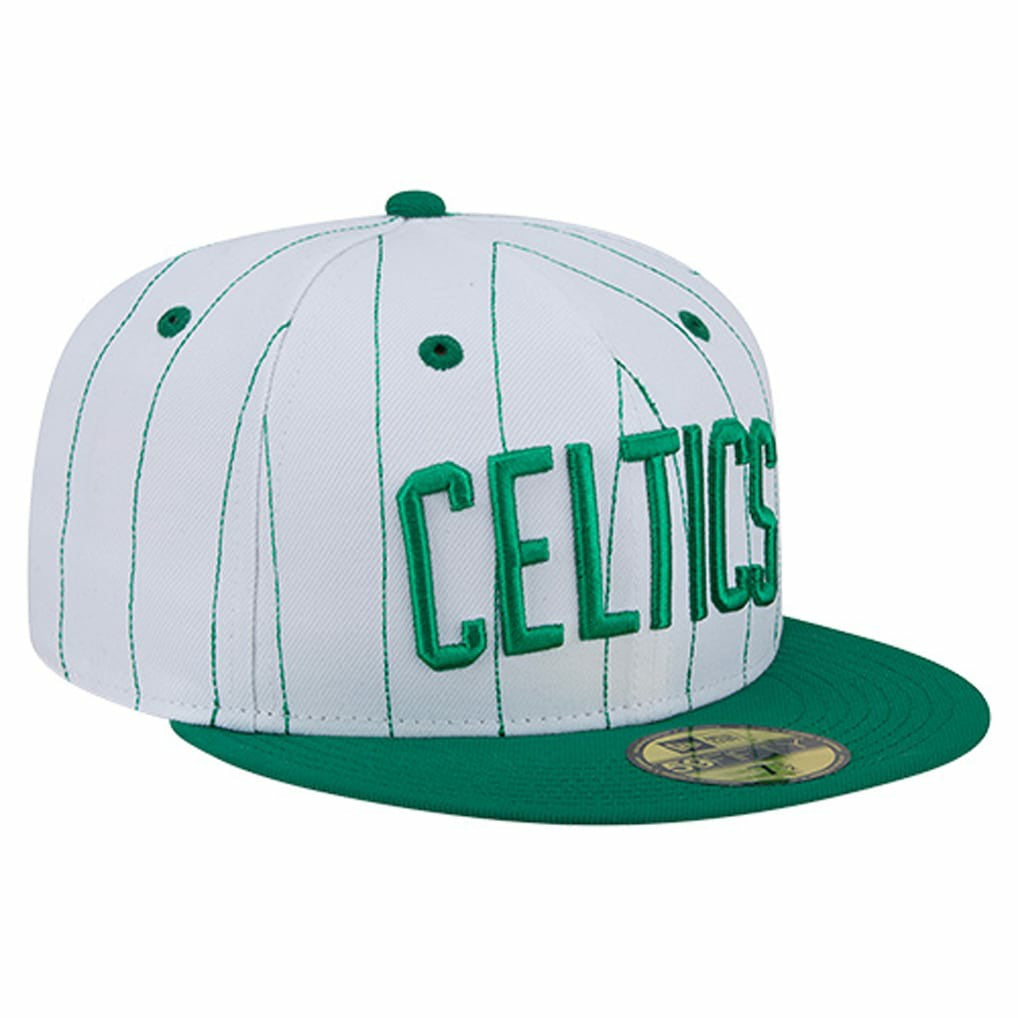 New Era Boston Celtics Wordmark Pinstripe 59FIFTY Fitted Hat