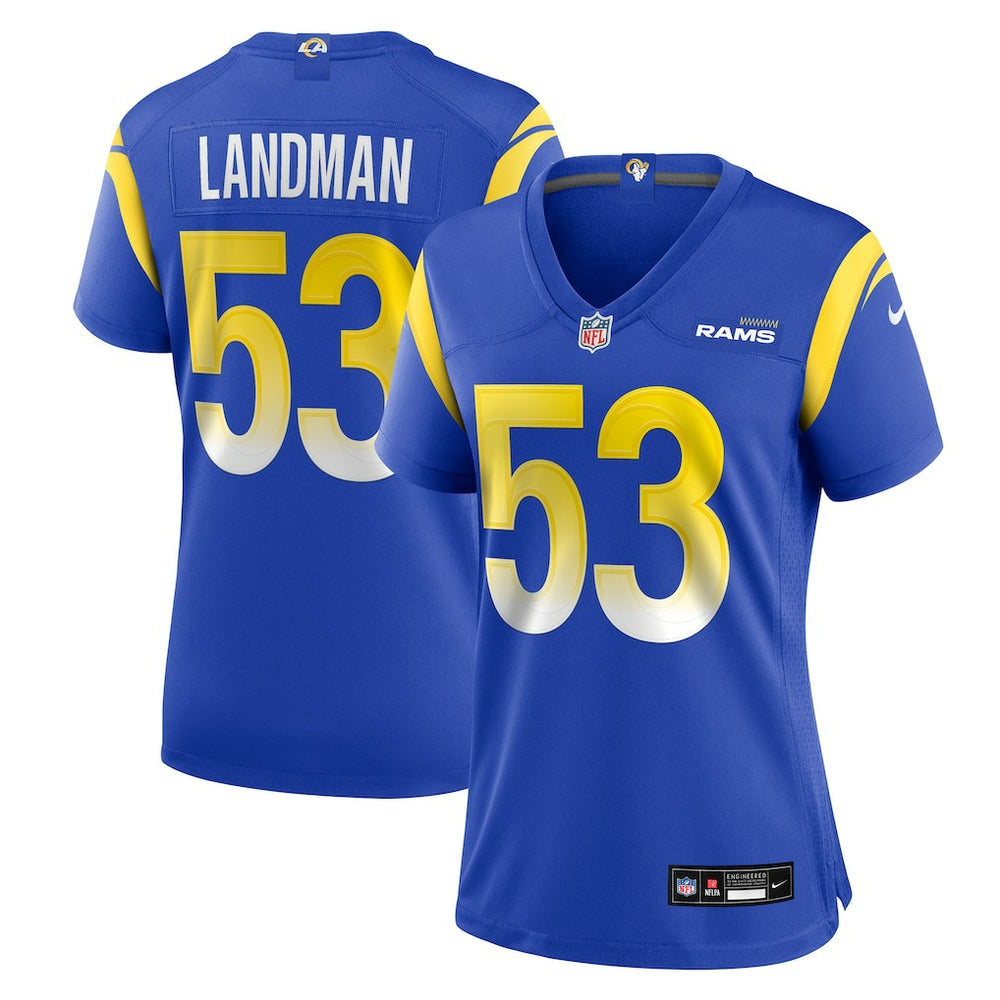 Nate Landman  Women's Team Game Jersey - Los Angeles Rams Jerseys