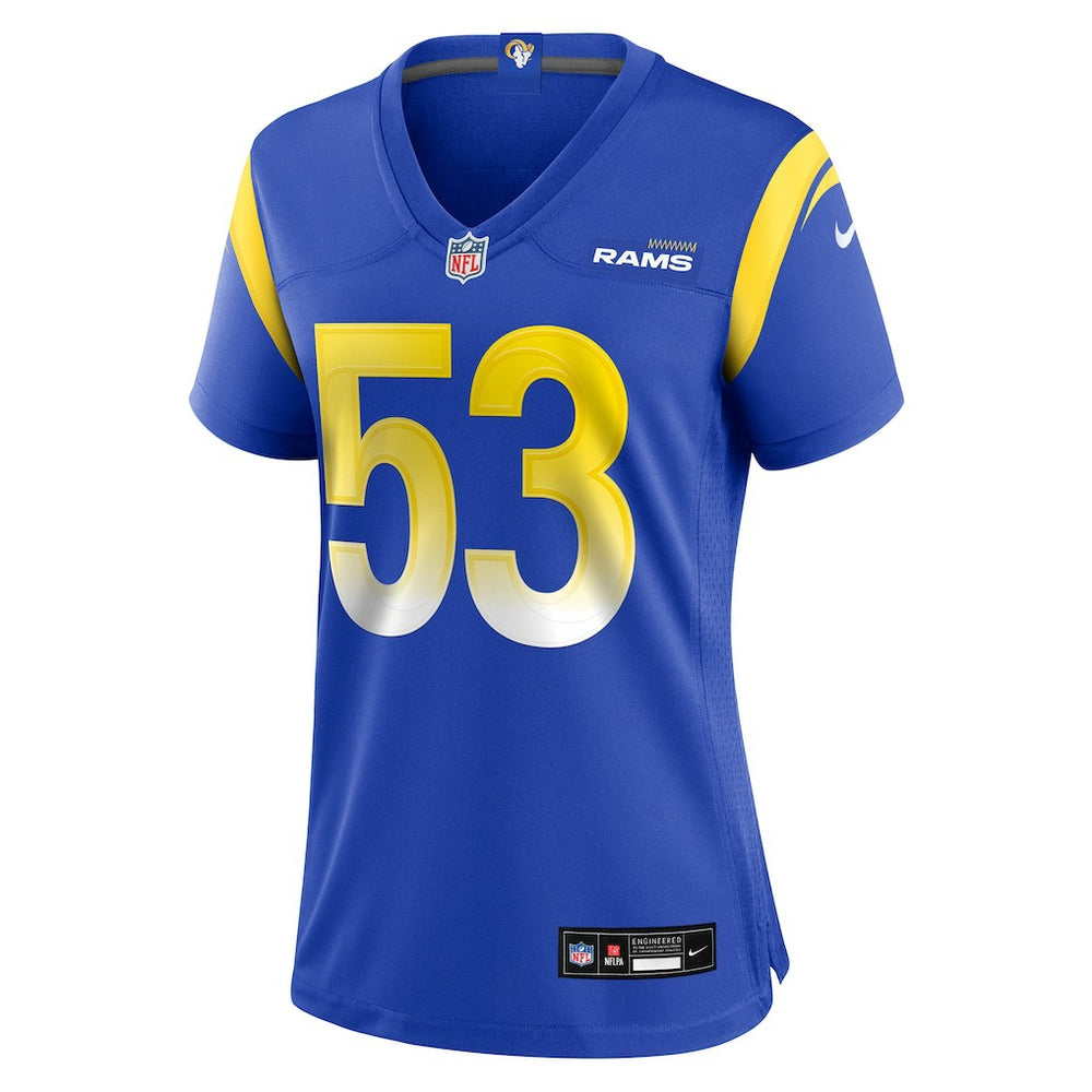 Nate Landman  Women's Team Game Jersey - Los Angeles Rams Jerseys