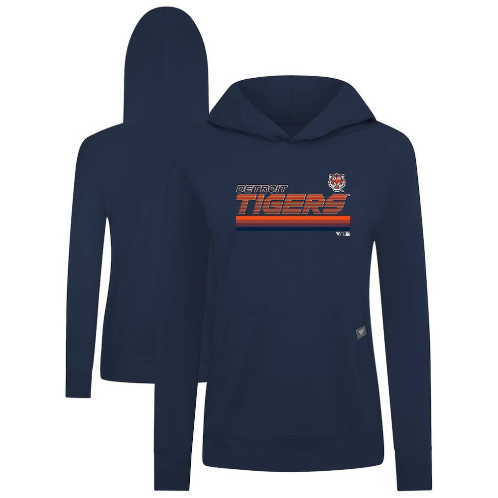 Navy Detroit Tigers Levelwear Women's Relay Breaker Pullover Hoodie