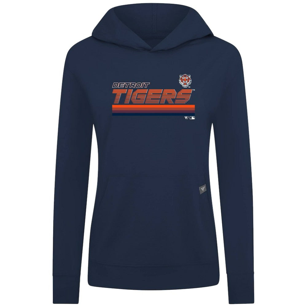 Navy Detroit Tigers Levelwear Women's Relay Breaker Pullover Hoodie