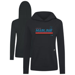 Black Miami Marlins Levelwear Women's Relay Breaker Pullover Hoodie
