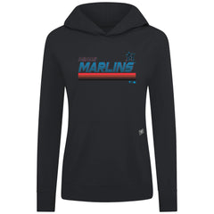 Black Miami Marlins Levelwear Women's Relay Breaker Pullover Hoodie