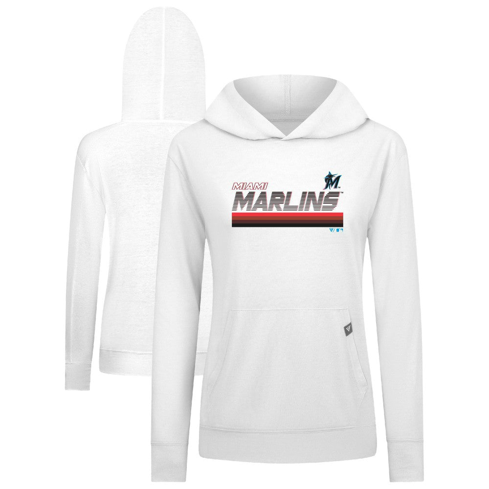 White Miami Marlins Levelwear Women's Relay Breaker Pullover Hoodie
