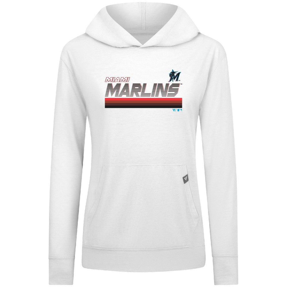 White Miami Marlins Levelwear Women's Relay Breaker Pullover Hoodie