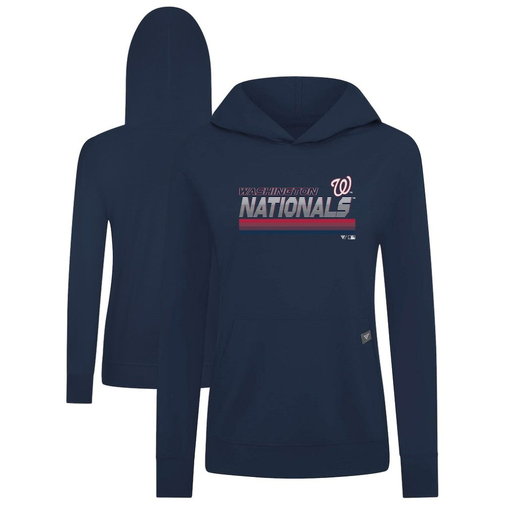 Navy Washington Nationals Levelwear Women's Relay Breaker Pullover Hoodie