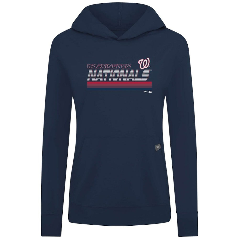 Navy Washington Nationals Levelwear Women's Relay Breaker Pullover Hoodie