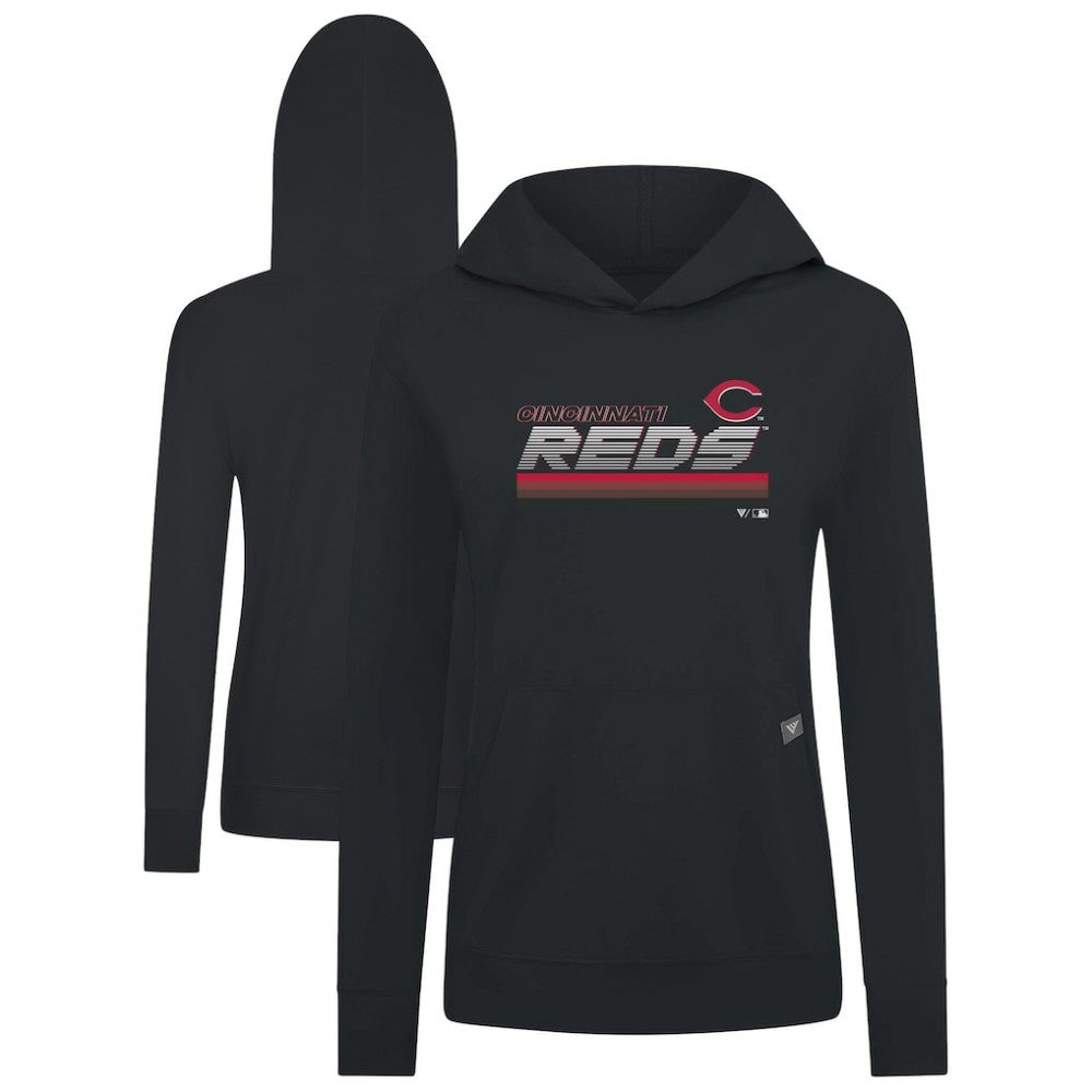 Black Cincinnati Reds Levelwear Women's Relay Breaker Pullover Hoodie