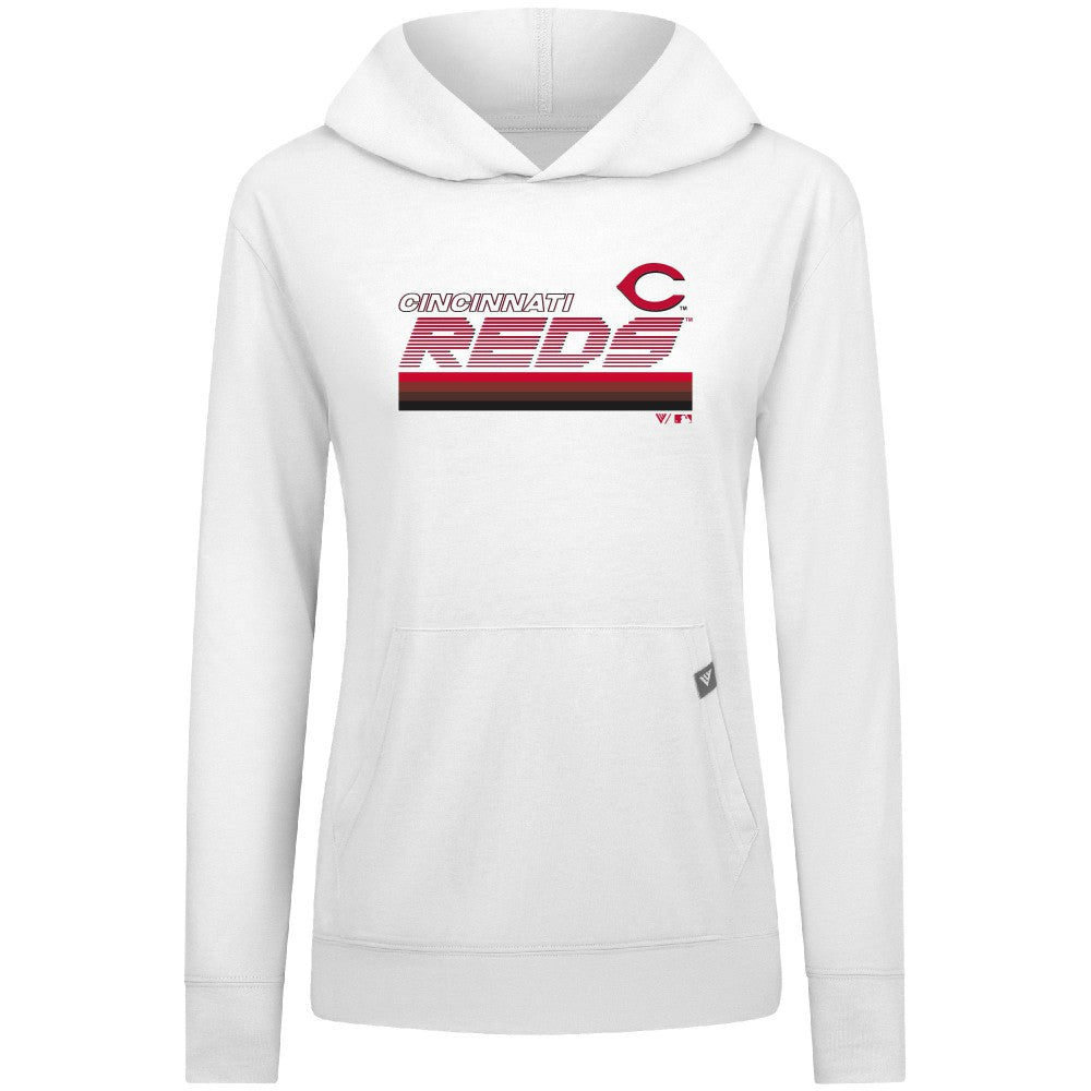 White Cincinnati Reds Levelwear Women's Relay Breaker Pullover Hoodie