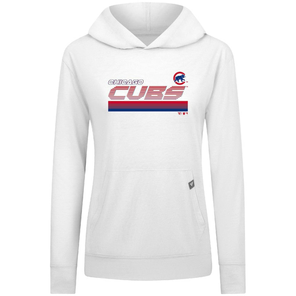 White Chicago Cubs Levelwear Women's Relay Breaker Pullover Hoodie