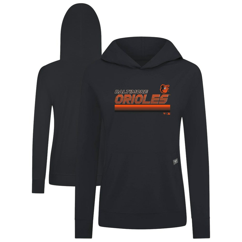 Black Baltimore Orioles Levelwear Women's Relay Breaker Pullover Hoodie