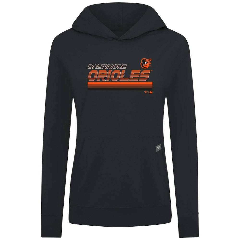 Black Baltimore Orioles Levelwear Women's Relay Breaker Pullover Hoodie