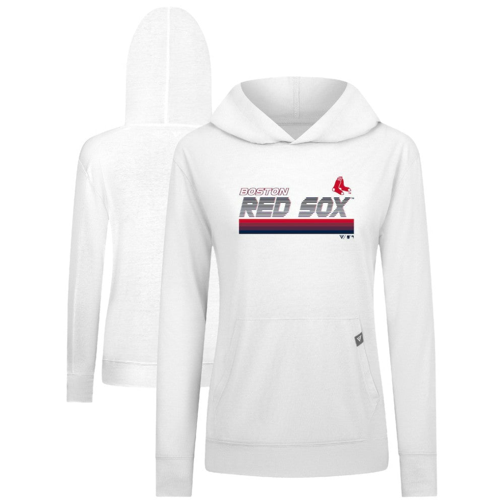 White Boston Red Sox Levelwear Women's Relay Breaker Pullover Hoodie