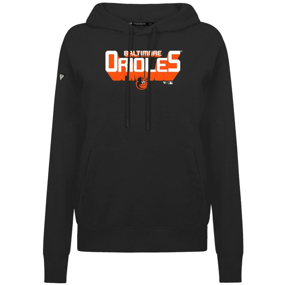 Black Baltimore Orioles Levelwear Women's Adorn Retro 3D Pullover Hoodie