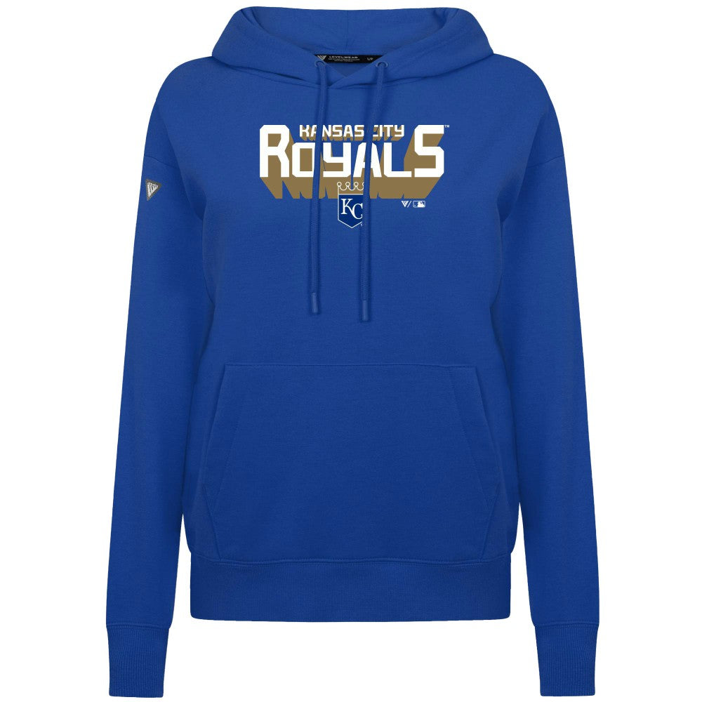 Royal Kansas City Royals Levelwear Women's Adorn Retro 3D Pullover Hoodie