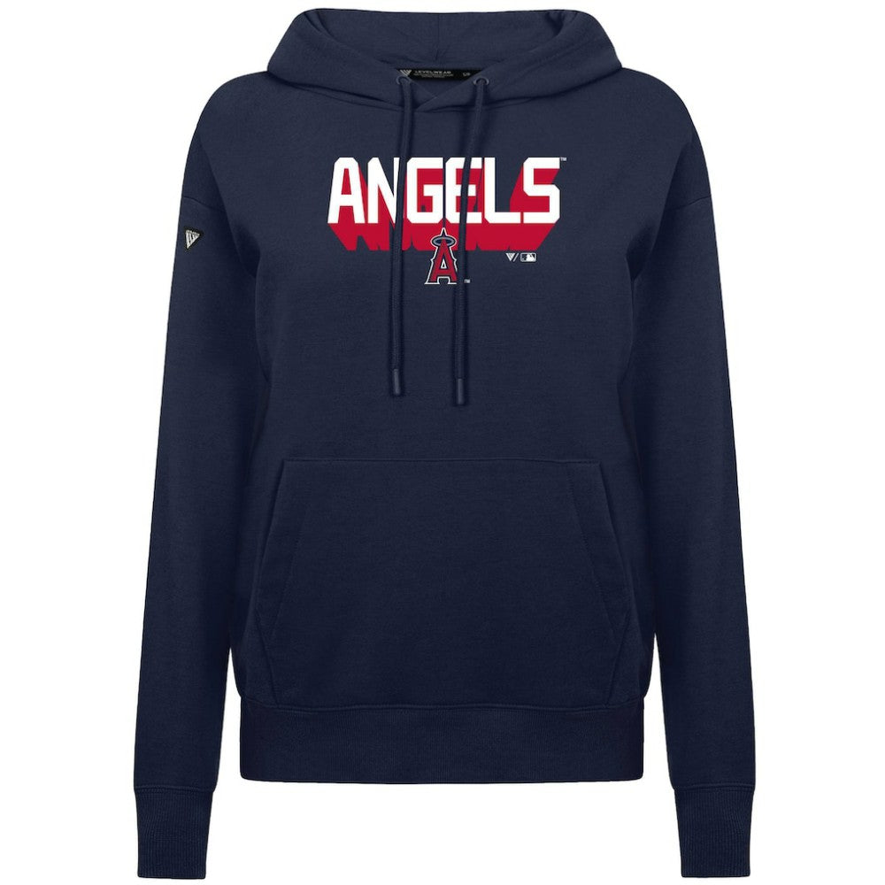 Navy Los Angeles Angels Levelwear Women's Adorn Retro 3D Pullover Hoodie