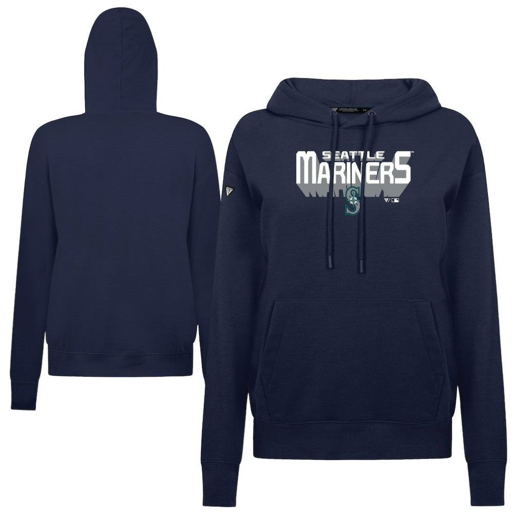 Navy Seattle Mariners Levelwear Women's Adorn Retro 3D Pullover Hoodie