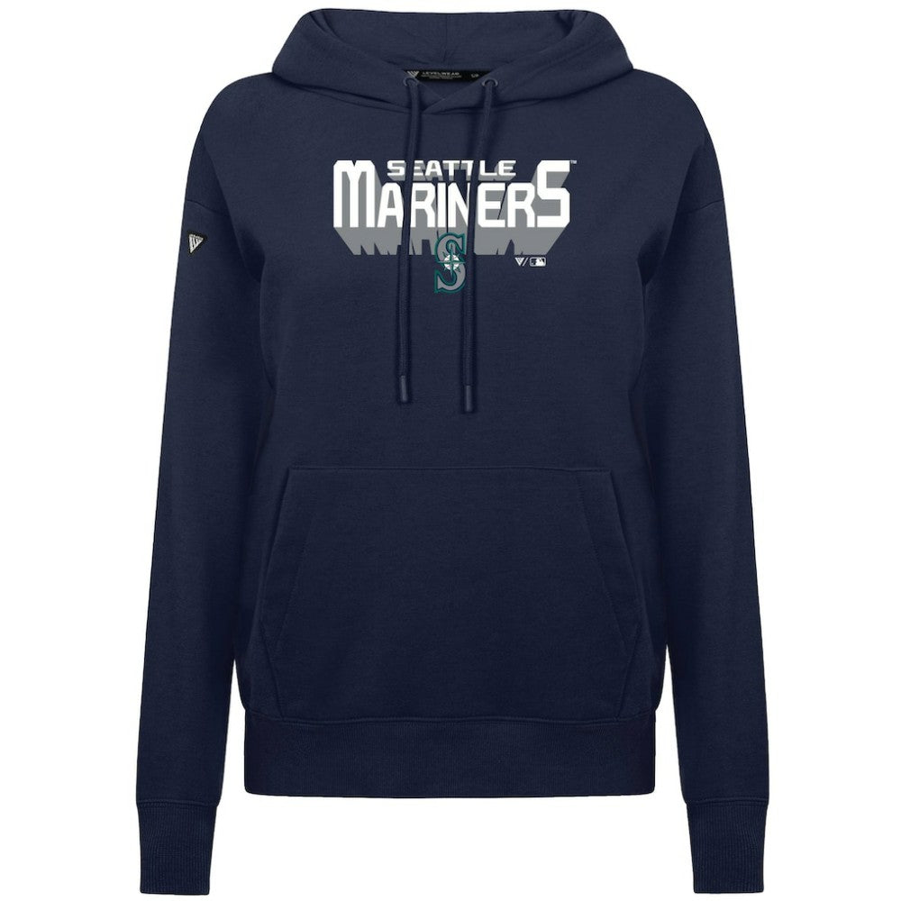 Navy Seattle Mariners Levelwear Women's Adorn Retro 3D Pullover Hoodie