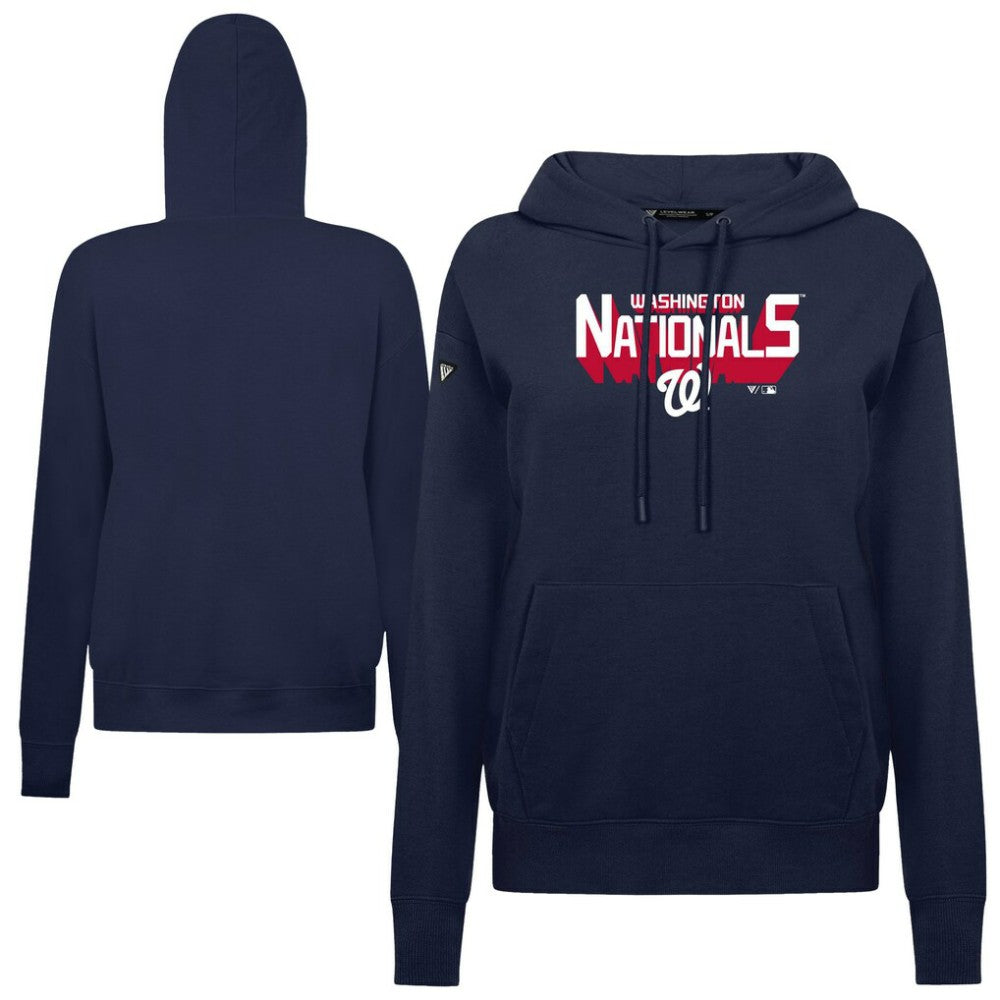 Navy Washington Nationals Levelwear Women's Adorn Retro 3D Pullover Hoodie