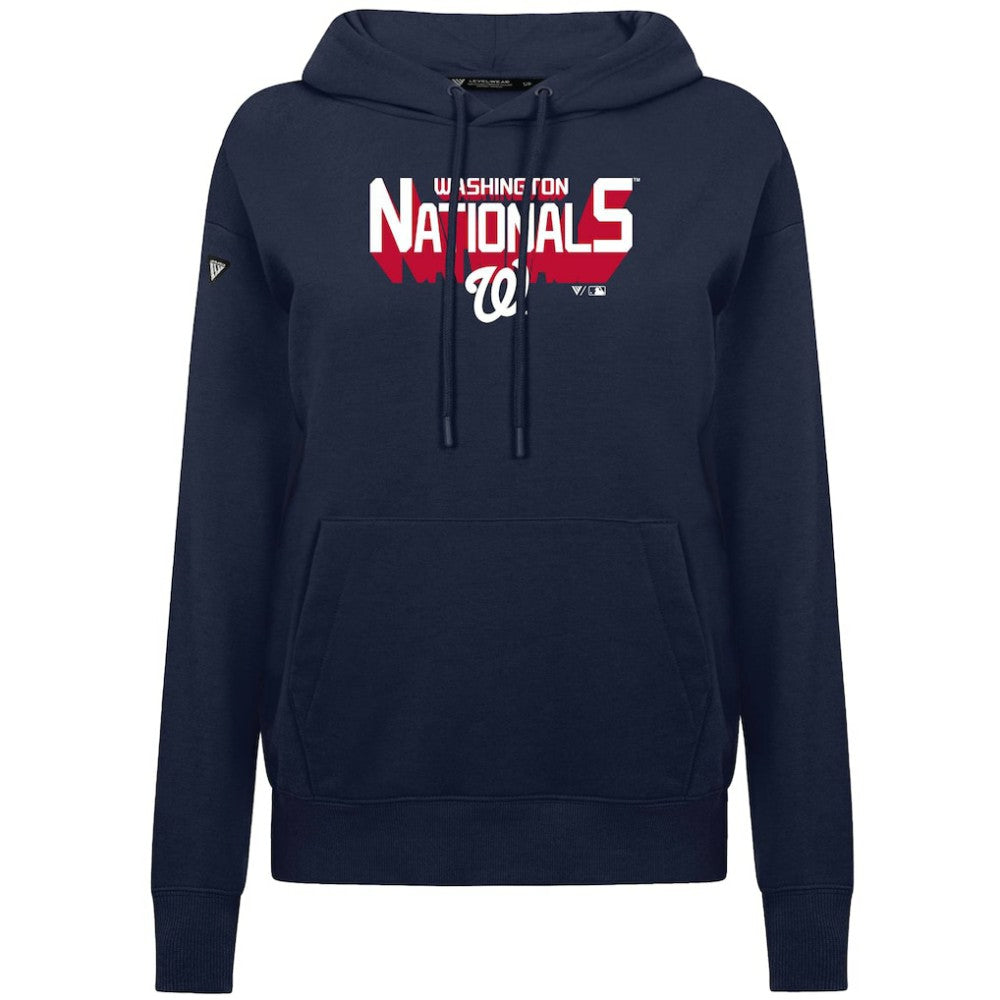 Navy Washington Nationals Levelwear Women's Adorn Retro 3D Pullover Hoodie