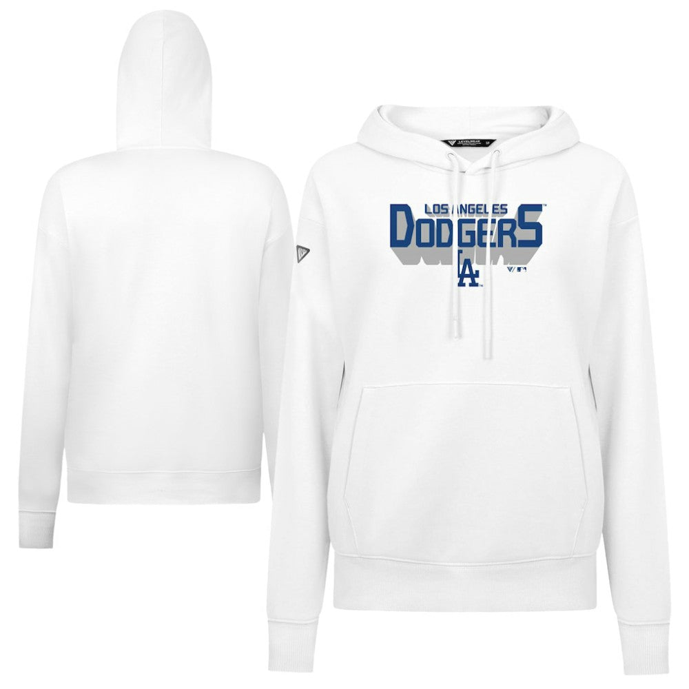 White Los Angeles Dodgers Levelwear Women's Adorn Retro 3D Pullover Hoodie