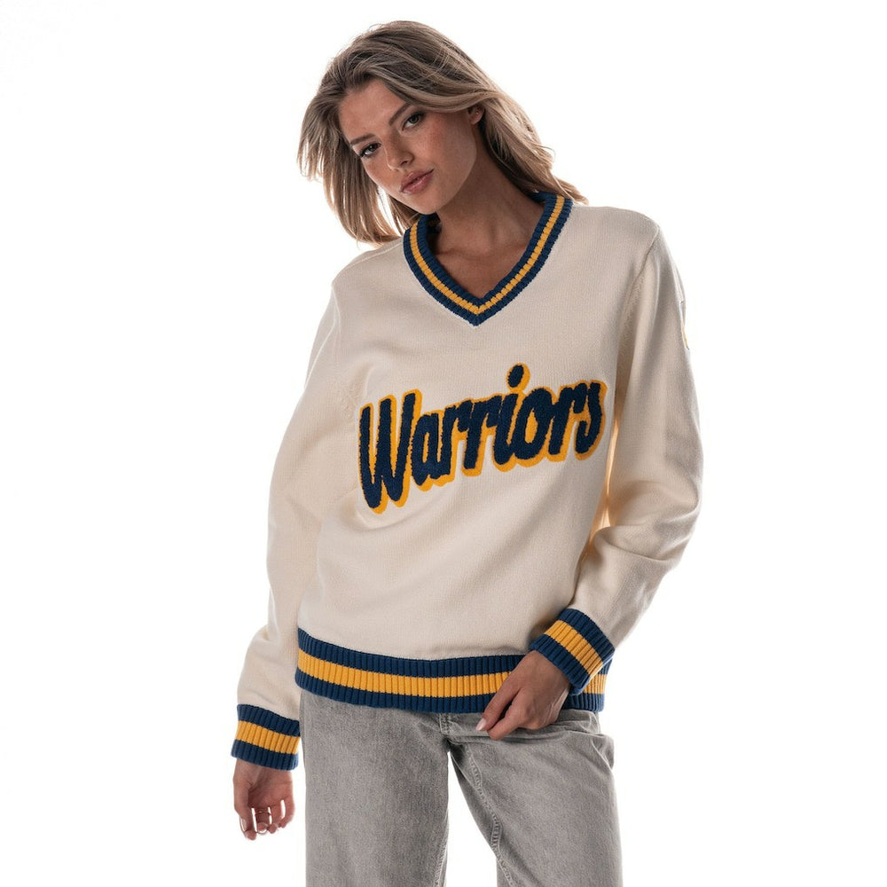 Golden State Warriors The Wild Collective Women's Jacquard V-Neck Sweater sale