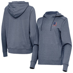 Heather Navy Detroit Tigers Antigua Women's Justice Stars and Stripes Team Logo Pullover Hoodie
