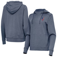 Heather Navy New York Mets Antigua Women's Justice Stars and Stripes Team Logo Pullover Hoodie