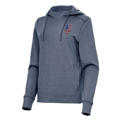 Heather Navy New York Mets Antigua Women's Justice Stars and Stripes Team Logo Pullover Hoodie