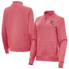 Heather Red Kansas City Royals Antigua Women's Crush Stars and Stripes Team Logo Quarter-Zip Pullover Top