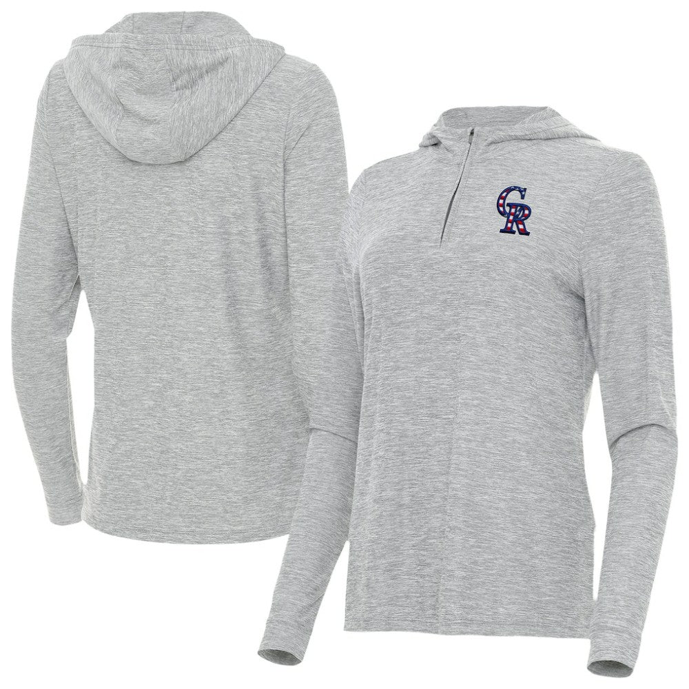 Heather Gray Colorado Rockies Antigua Women's Daybreak Quarter-Zip Hoodie