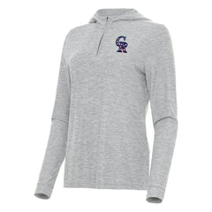 Heather Gray Colorado Rockies Antigua Women's Daybreak Quarter-Zip Hoodie