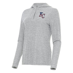 Heather Gray Kansas City Royals Antigua Women's Daybreak Quarter-Zip Hoodie