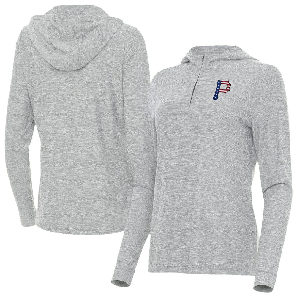 Heather Gray Pittsburgh Pirates Antigua Women's Daybreak Quarter-Zip Hoodie