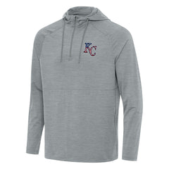 Heather Gray Kansas City Royals Antigua Spikes Stars and Stripes Team Logo Quarter-Zip Pullover Hoodie