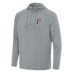 Heather Gray Pittsburgh Pirates Antigua Spikes Stars and Stripes Team Logo Quarter-Zip Pullover Hoodie