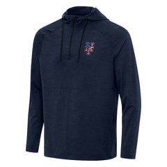 Heather Navy New York Mets Antigua Spikes Stars and Stripes Team Logo Quarter-Zip Pullover Hoodie