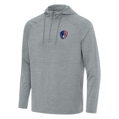 Heather Gray Milwaukee Brewers Antigua Spikes Stars and Stripes Team Logo Quarter-Zip Pullover Hoodie