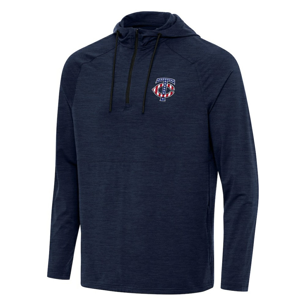 Heather Navy Minnesota Twins Antigua Spikes Stars and Stripes Team Logo Quarter-Zip Pullover Hoodie