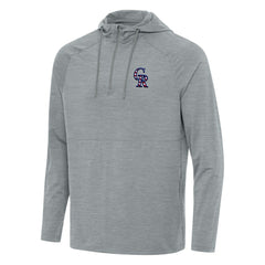 Heather Gray Colorado Rockies Antigua Spikes Stars and Stripes Team Logo Quarter-Zip Pullover Hoodie